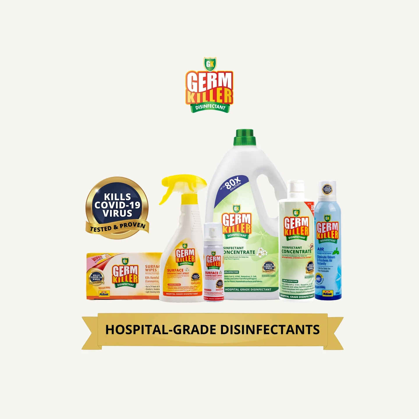 Historical GK artwork for its hospital-grade disinfectant article