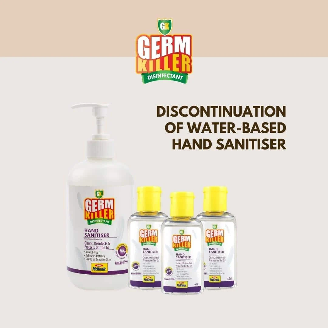 GK’s historical announcement showing its discontinued water-based hand gel